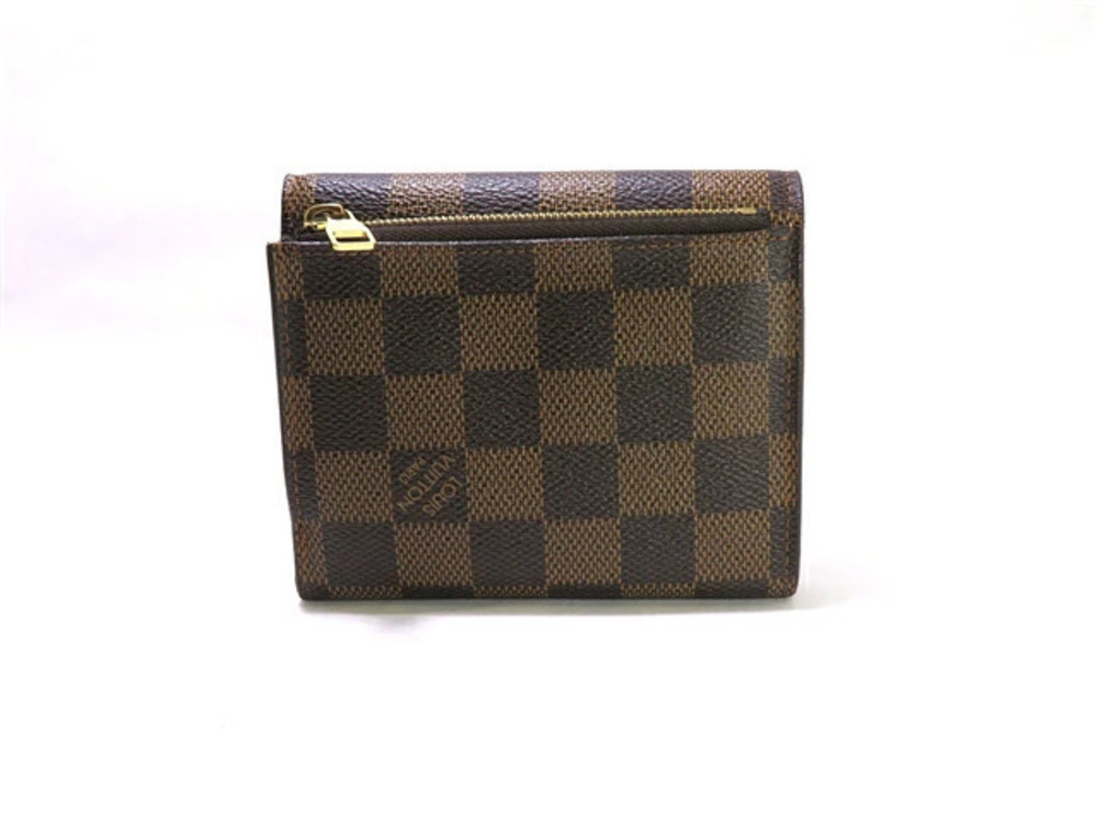 Louis Vuitton Damier Wallet Anais Steel Portefeuille Tri Stainless fold Brown